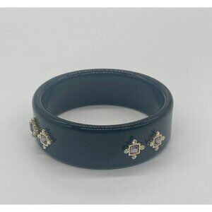 Lee Angel Black Stack Bracelet Gold & Crystal Accents Bangle Party Holidays Cuff